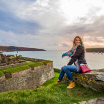 Beautiful,Image,Of,Kinsale,Fort,In,Ireland,,Woman,Is,Sitting